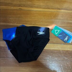 Speedo Black and Blue Swim Briefs